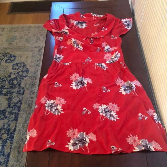 strapless open back dress Red Floral Ricrac Midi Dress - All Dresses